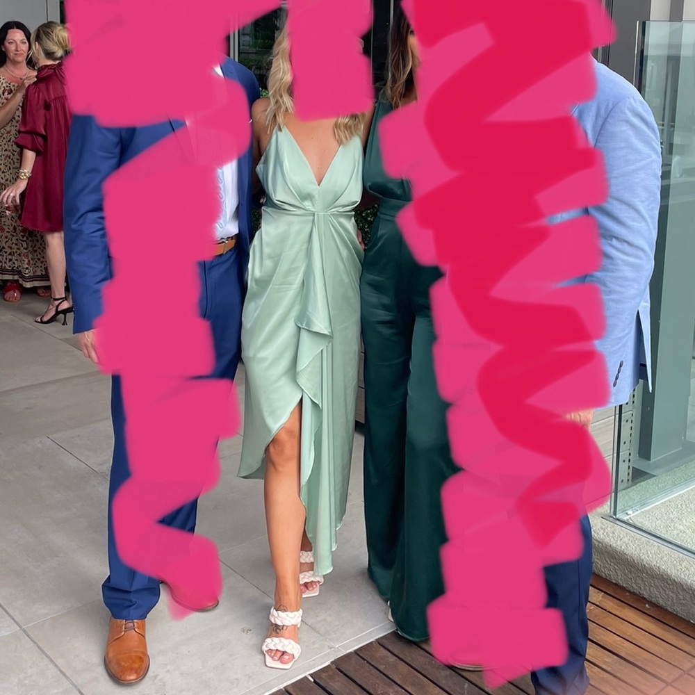 Size S sage green satin lulus dress.